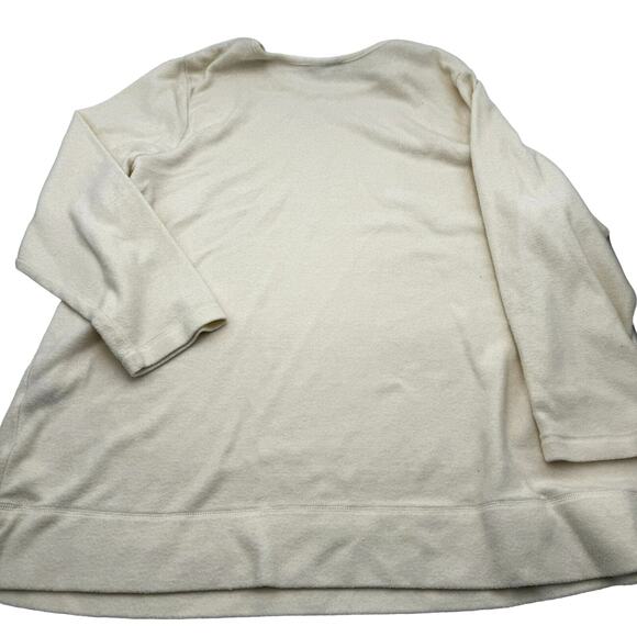 Woman Within 2X 26/28 SOFT Ivory Cream Fleece Tunic Sweater Sweatshirt Pullover - Picture 3 of 8